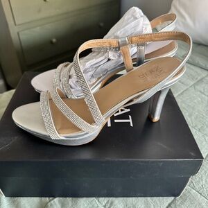 Naturalizer Silver Strappy Heels